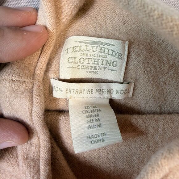 TELLURIDE CLOTHING CO. 100% Extra Fine Merino Wool Women Sweater , Medium Beige - Picture 4 of 6